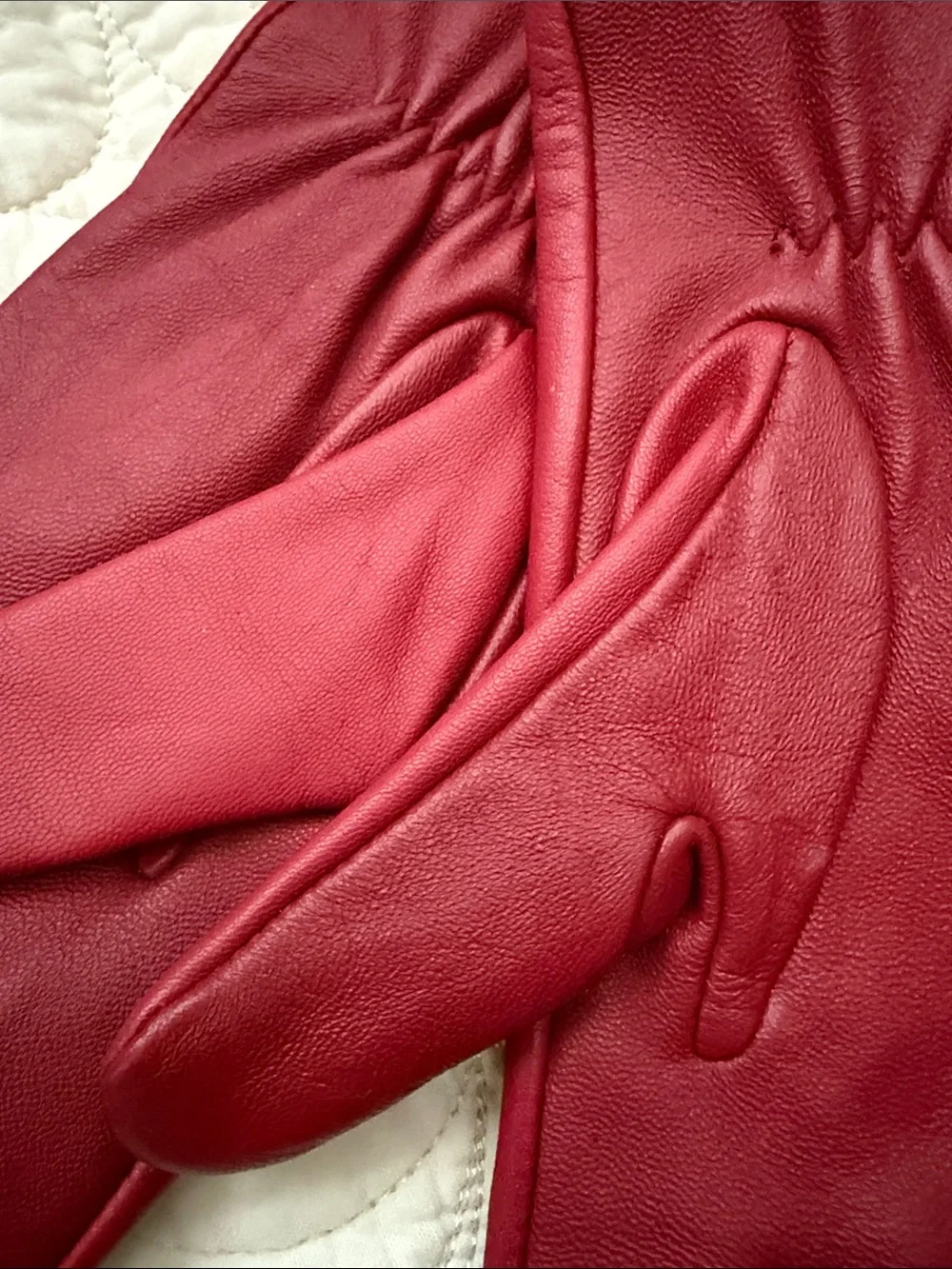 NWOT Charter Club Red Genuine Leather Gloves Wool Cashmere Lined Women’s Size XL